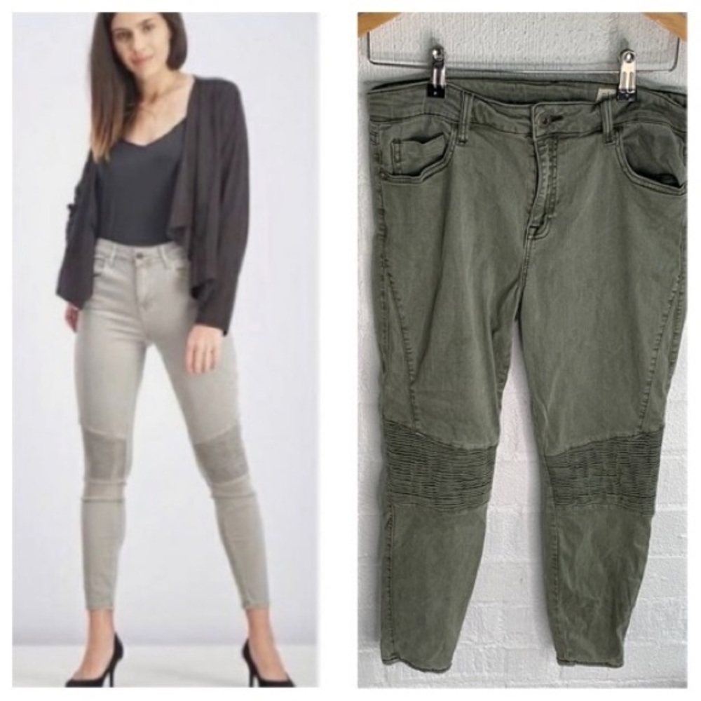 Pistola Audrey Moto Detail Eden Green High Rise Skinny Pants sz 31
